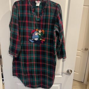 Vintage Disney Nightgown Winnie The Pooh Eeyore Tigger Plaid Sleepwear
